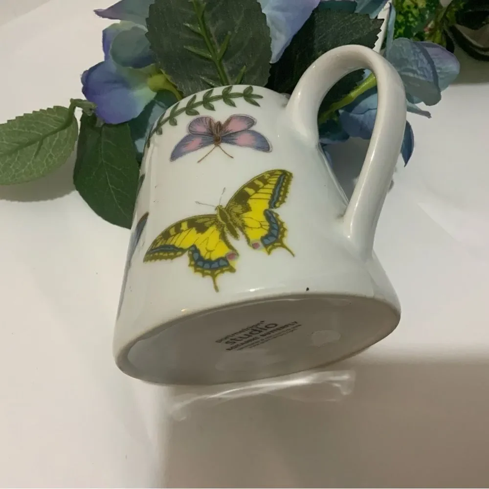 Portmeirion Studio Botanic Butterfly 3.5”  Pitcher with artificial blue flowers